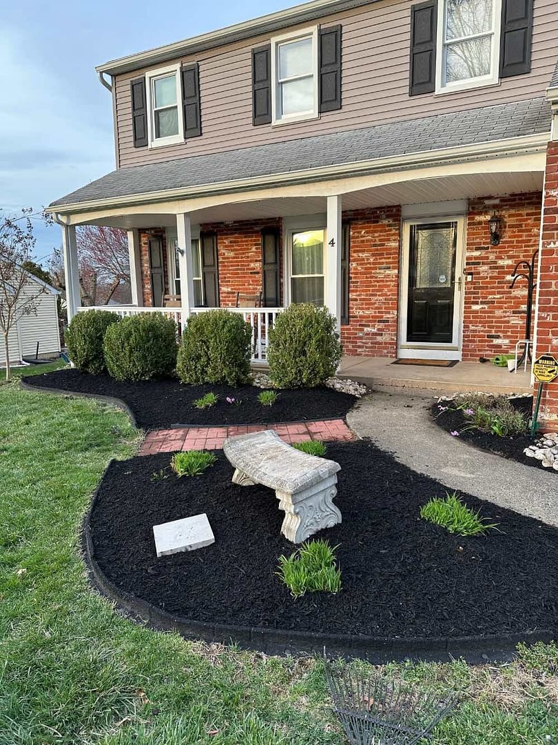 mulching and landscaping project finished on frontyard
